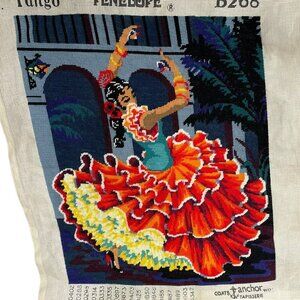 Handmade Tapestry Flamenco Dancer Cross-Stitch Tapisserie Coats Anchor